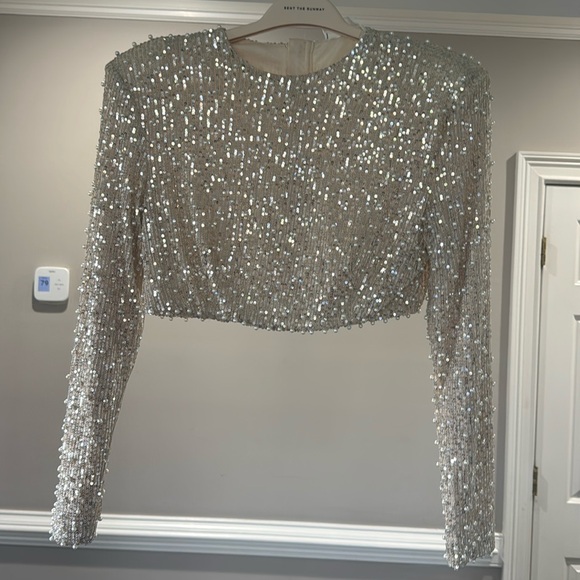 Mabel cropped pearl/seqiun top - Picture 1 of 5